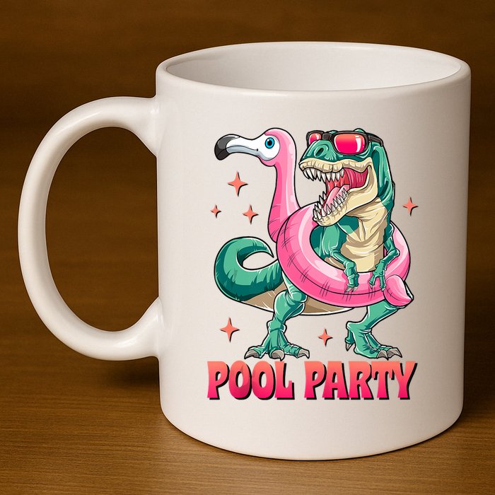 Pool Party Dinosaurflamingo Float Funny T Rex Gifts Tank Top 11oz C Handle Ceramic Mug