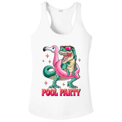 Pool Party Dinosaurflamingo Float Funny T Rex Gifts Tank Top Ladies PosiCharge Competitor Racerback Tank