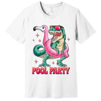 Pool Party Dinosaurflamingo Float Funny T Rex Gifts Tank Top Premium T-Shirt