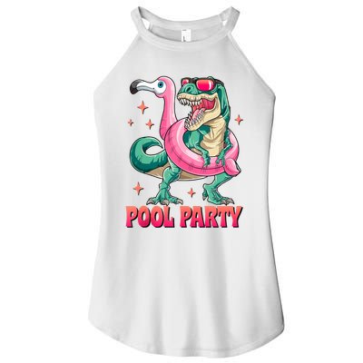 Pool Party Dinosaurflamingo Float Funny T Rex Gifts Tank Top Women's Perfect Tri Rocker Tank