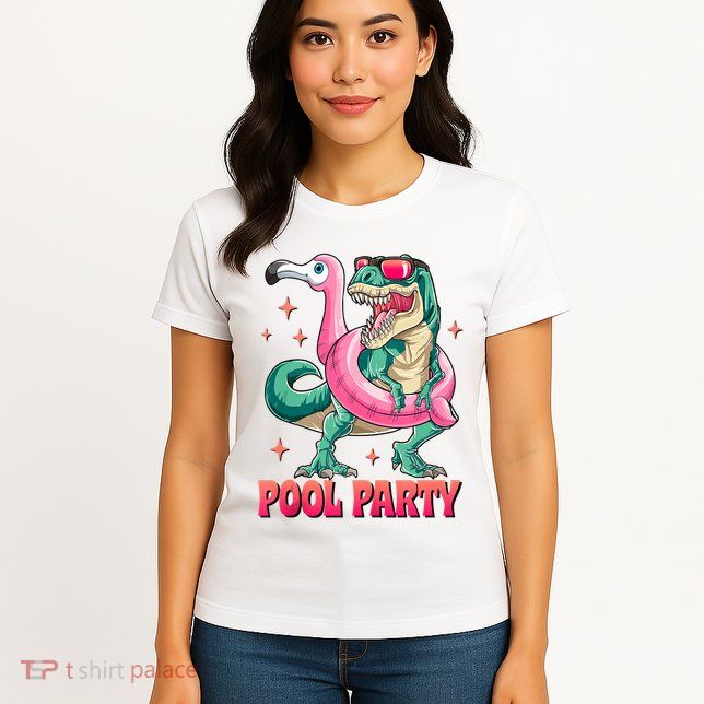 Pool Party Dinosaurflamingo Float Funny T Rex Gifts Tank Top Womens T-Shirt