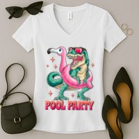 Pool Party Dinosaurflamingo Float Funny T Rex Gifts Tank Top Women's V-Neck T-Shirt