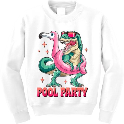 Pool Party Dinosaurflamingo Float Funny T Rex Gifts Tank Top Kids Sweatshirt
