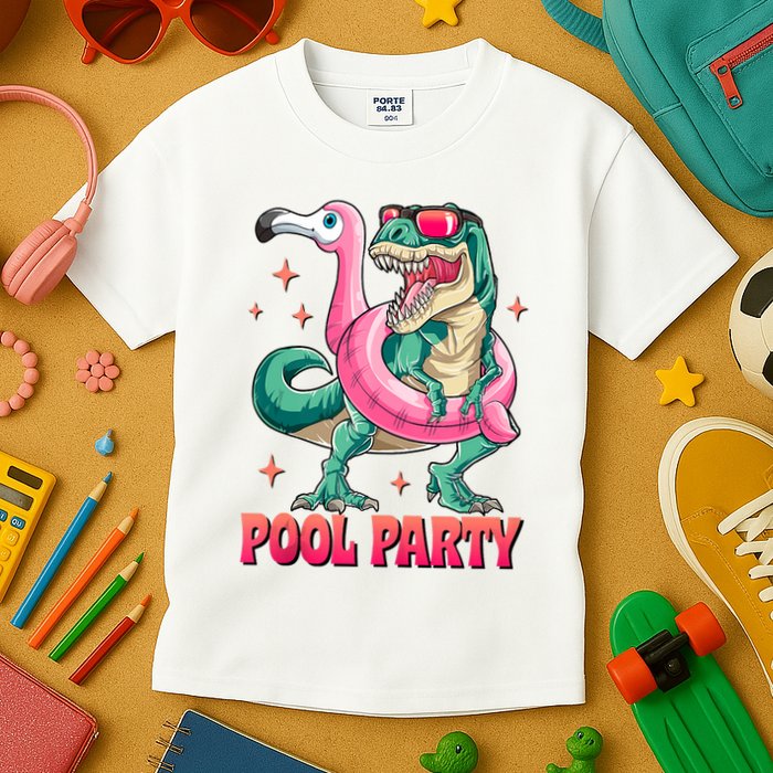 Pool Party Dinosaurflamingo Float Funny T Rex Gifts Tank Top Kids T-Shirt