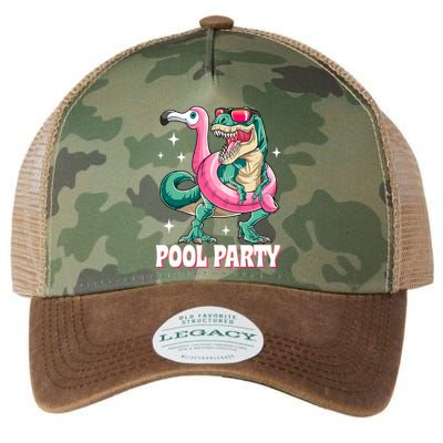 Pool Party Dinosaur Flamingo Float Funny T Rex Summer Legacy Tie Dye Trucker Hat