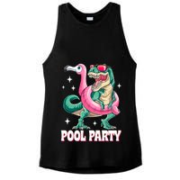 Pool Party Dinosaur Flamingo Float Funny T Rex Summer Ladies PosiCharge Tri-Blend Wicking Tank