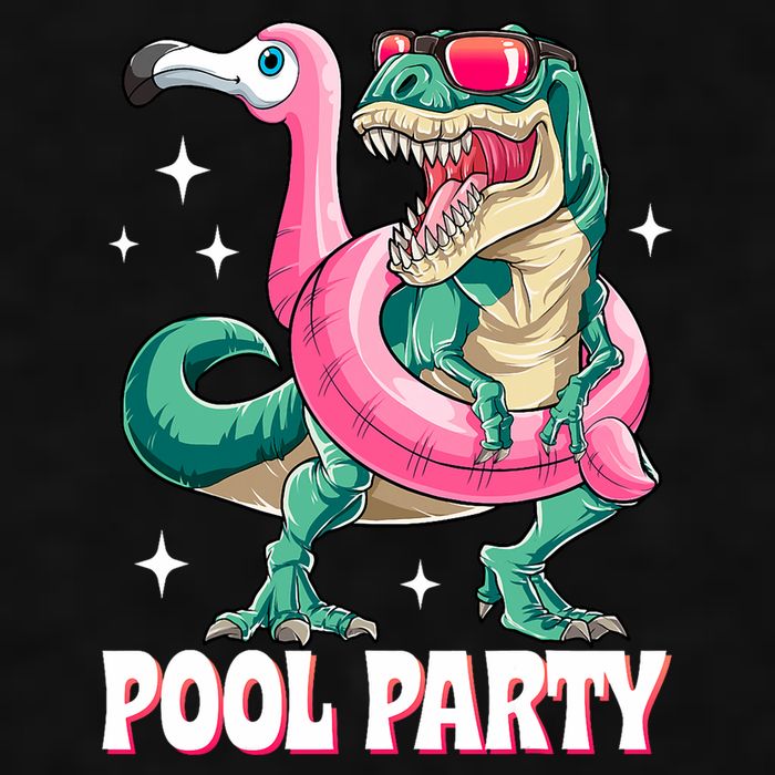 Pool Party Dinosaur Flamingo Float Funny T Rex Summer Ladies PosiCharge Tri-Blend Wicking Tank