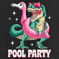 Pool Party Dinosaur Flamingo Float Funny T Rex Summer 7 Panel Mesh Trucker Snapback Hat