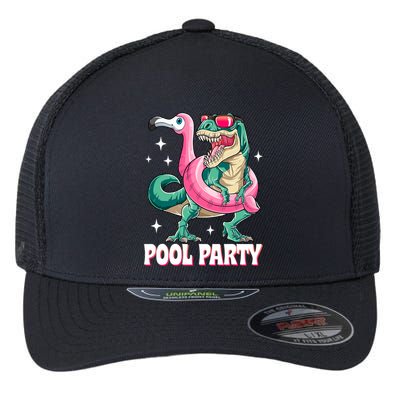 Pool Party Dinosaur Flamingo Float Funny T Rex Summer Flexfit Unipanel Trucker Cap