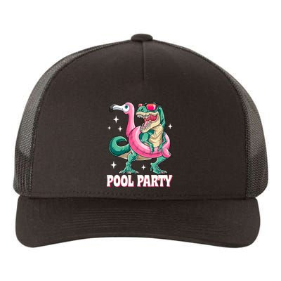 Pool Party Dinosaur Flamingo Float Funny T Rex Summer Yupoong Adult 5-Panel Trucker Hat