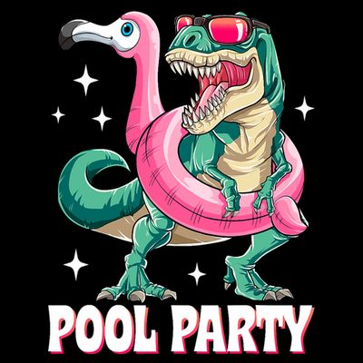Pool Party Dinosaur Flamingo Float Funny T Rex Summer T-Shirt