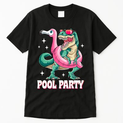 Pool Party Dinosaur Flamingo Float Funny T Rex Summer Tall T-Shirt