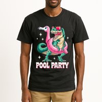 Pool Party Dinosaur Flamingo Float Funny T Rex Summer Tall T-Shirt