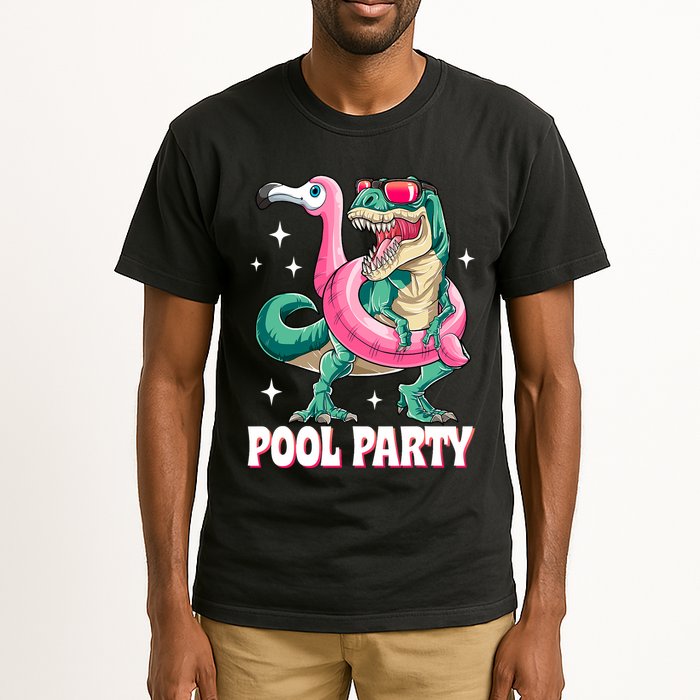 Pool Party Dinosaur Flamingo Float Funny T Rex Summer Tall T-Shirt