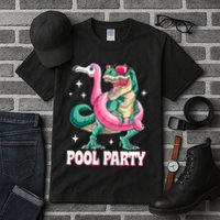 Pool Party Dinosaur Flamingo Float Funny T Rex Summer Tall T-Shirt