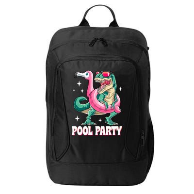 Pool Party Dinosaur Flamingo Float Funny T Rex Summer City Backpack
