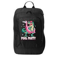 Pool Party Dinosaur Flamingo Float Funny T Rex Summer City Backpack