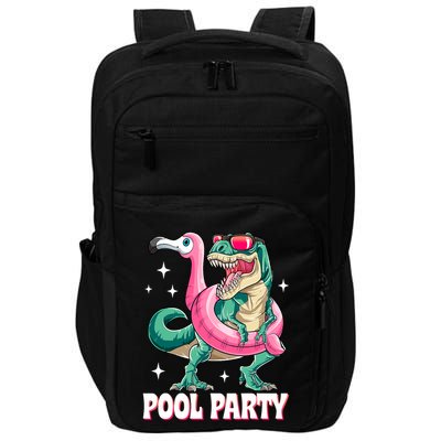 Pool Party Dinosaur Flamingo Float Funny T Rex Summer Impact Tech Backpack