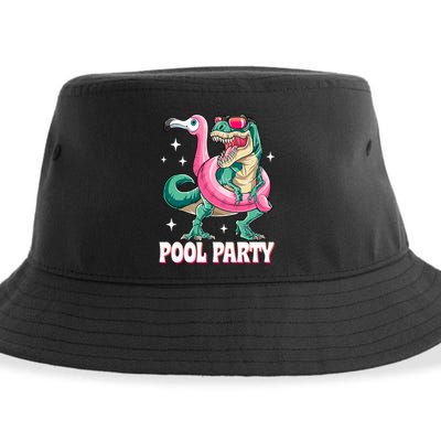 Pool Party Dinosaur Flamingo Float Funny T Rex Summer Sustainable Bucket Hat