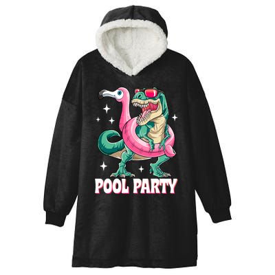 Pool Party Dinosaur Flamingo Float Funny T Rex Summer Hooded Wearable Blanket