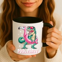 Pool Party Dinosaur Flamingo Float Funny T Rex Summer Mug