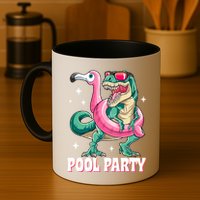Pool Party Dinosaur Flamingo Float Funny T Rex Summer Mug