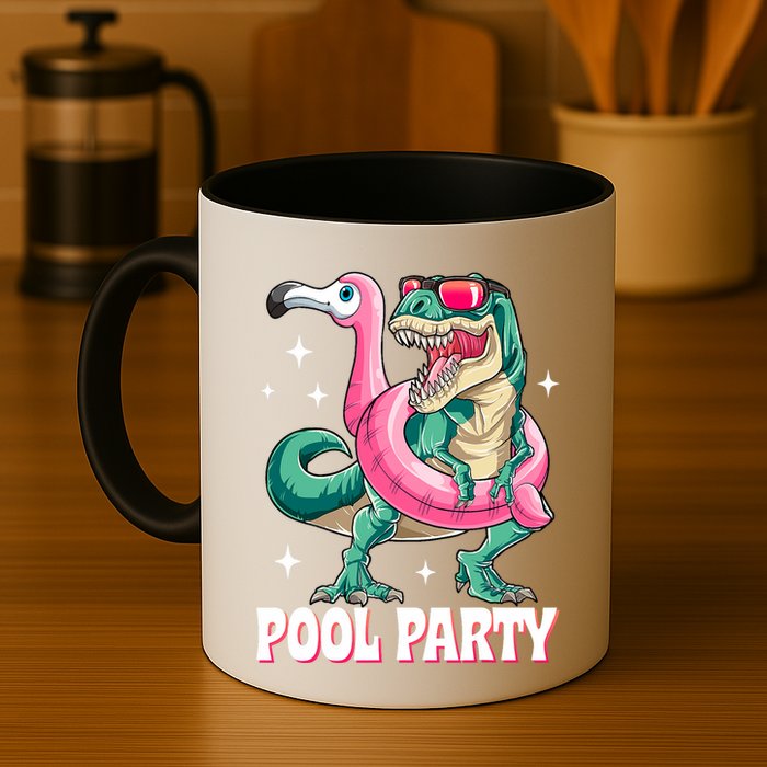 Pool Party Dinosaur Flamingo Float Funny T Rex Summer Mug