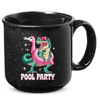 Pool Party Dinosaur Flamingo Float Funny T Rex Summer 15oz Campfire Ceramic Mug