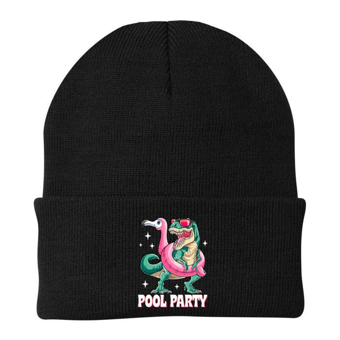 Pool Party Dinosaur Flamingo Float Funny T Rex Summer Beanie