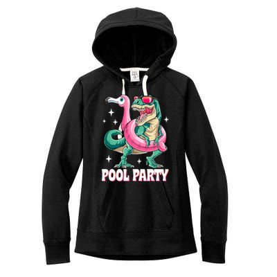 Pool Party Dinosaur Flamingo Float Funny T Rex Summer Women's Fleece Hoodie
