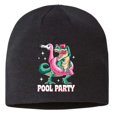 Pool Party Dinosaur Flamingo Float Funny T Rex Summer Sustainable Beanie