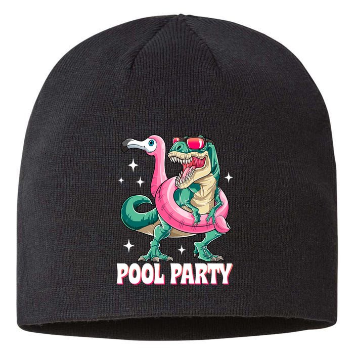 Pool Party Dinosaur Flamingo Float Funny T Rex Summer Sustainable Beanie