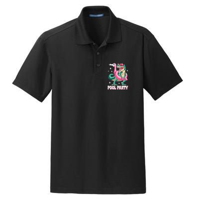 Pool Party Dinosaur Flamingo Float Funny T Rex Summer Dry Zone Grid Polo