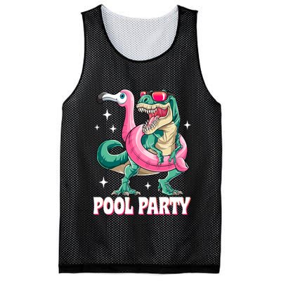 Pool Party Dinosaur Flamingo Float Funny T Rex Summer Mesh Reversible Basketball Jersey Tank