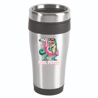 Pool Party Dinosaur Flamingo Float Funny T Rex Summer 16oz Travel Tumbler