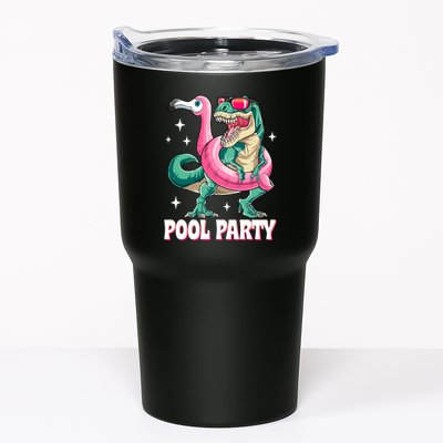 Pool Party Dinosaur Flamingo Float Funny T Rex Summer Tumbler