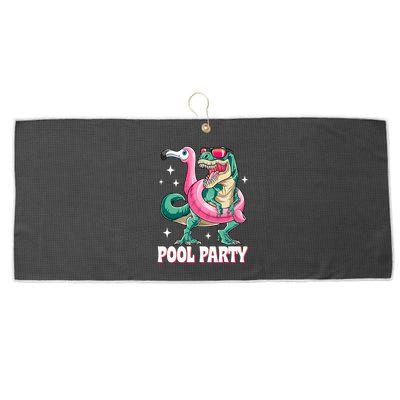 Pool Party Dinosaur Flamingo Float Funny T Rex Summer Large Microfiber Waffle Golf Towel