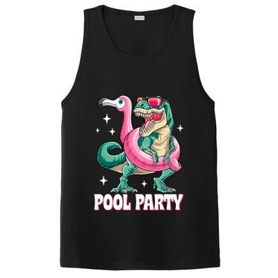 Pool Party Dinosaur Flamingo Float Funny T Rex Summer PosiCharge Competitor Tank
