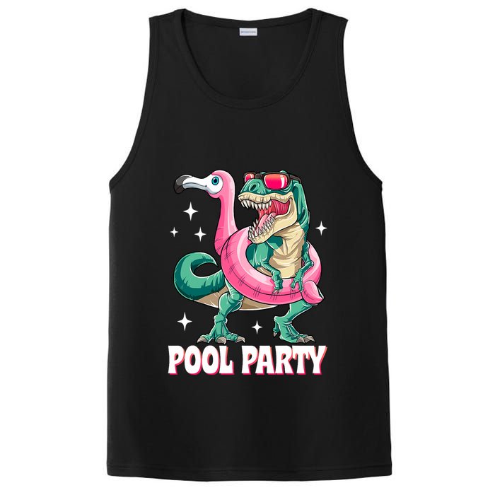 Pool Party Dinosaur Flamingo Float Funny T Rex Summer PosiCharge Competitor Tank