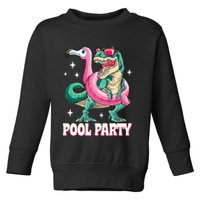 Pool Party Dinosaur Flamingo Float Funny T Rex Summer Toddler Sweatshirt