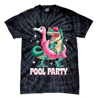Pool Party Dinosaur Flamingo Float Funny T Rex Summer Tie-Dye T-Shirt