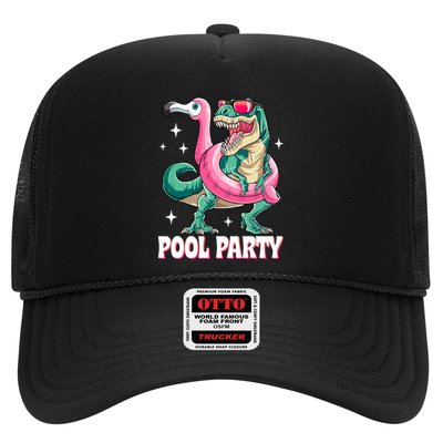 Pool Party Dinosaur Flamingo Float Funny T Rex Summer Trucker Hat