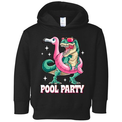 Pool Party Dinosaur Flamingo Float Funny T Rex Summer Toddler Hoodie