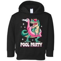 Pool Party Dinosaur Flamingo Float Funny T Rex Summer Toddler Hoodie