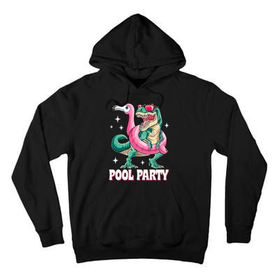 Pool Party Dinosaur Flamingo Float Funny T Rex Summer Tall Hoodie