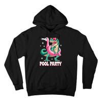 Pool Party Dinosaur Flamingo Float Funny T Rex Summer Tall Hoodie