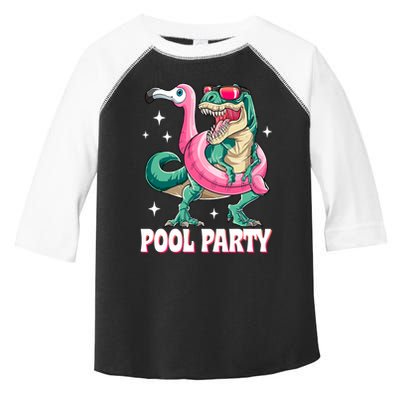 Pool Party Dinosaur Flamingo Float Funny T Rex Summer Toddler Fine Jersey T-Shirt