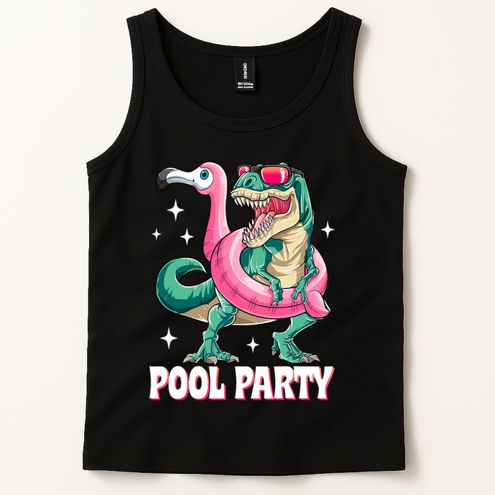 Pool Party Dinosaur Flamingo Float Funny T Rex Summer Tank Top