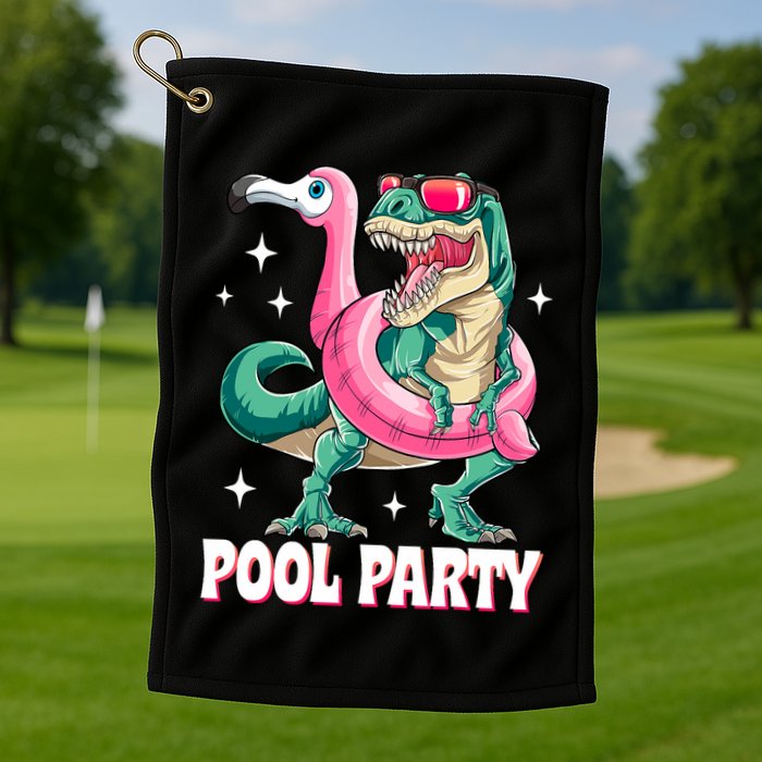 Pool Party Dinosaur Flamingo Float Funny T Rex Summer Golf Towel