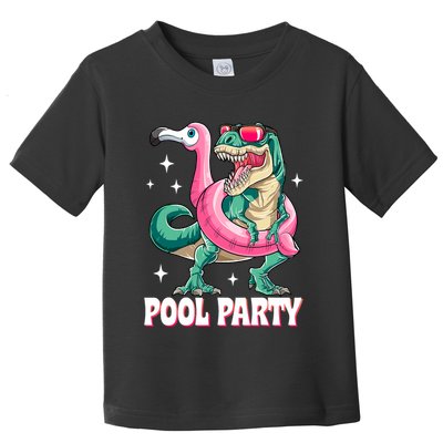 Pool Party Dinosaur Flamingo Float Funny T Rex Summer Toddler T-Shirt